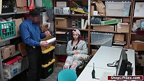 Teen shoplifter gets fucked at officer's desk in office