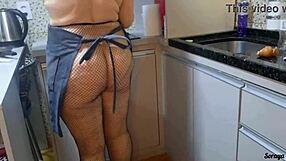 Caught mother-in-law naked in the kitchen, ready for action