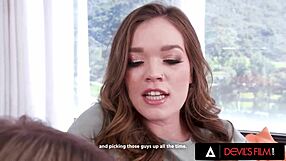 cute babes katie and coco share cum after threesome