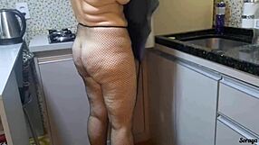 Caught mother-in-law naked in the kitchen, ready for action