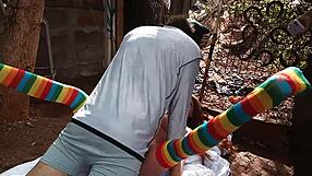 Latina uses dildo on friend's pussy in public – naughty or nice?