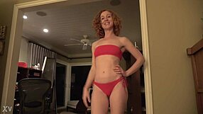 Girl In Red Bikini Feels Excited Showing Off Her Big Ass