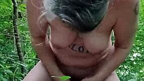 Look at this slave flashing in the forest, humiliated and exposed.