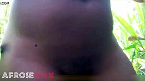 Ebony babe with huge tits fucks in the park.