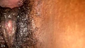 unaware creampie hits deep in ebony teen's homemade session