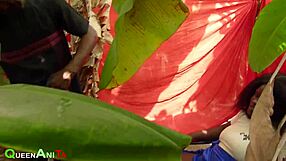 Herbal lady licks pussy in outdoor doggystyle session