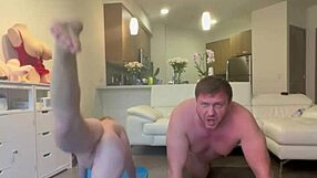 after intense workout, petite girl with blue eyes relaxes in shower.