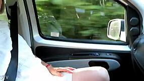 Housewife suggestively flashes her tits while driving down the road homemade