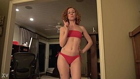 Girl In Red Bikini Feels Excited Showing Off Her Big Ass