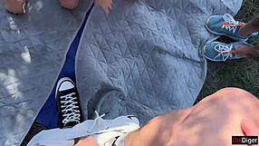 Neighbors having fun together outdoors