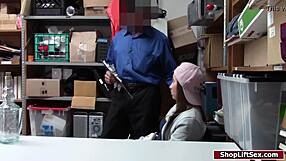 Teen shoplifter gets fucked at officer's desk in office
