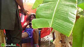 Herbal lady licks pussy in outdoor doggystyle session