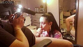 Wow, young brunette with big cock gets pov blowjob from stunning black lynn!