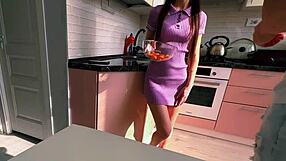 Friends Russian Girlfriend Cheats With Big Cock In Kitchen.