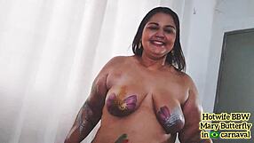 Bbw Hotwife Swinger Mary Butterfly Dancing In Brazilian Carnaval