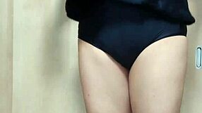 asian girl in shorts and ponytail develops anal with embarrassing underwear