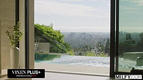 milfy horny trophy wife piper press kicks out hubby for pool boy's huge cock