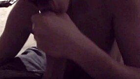 Hot Brunette Babe Sucking Hard Cock in Close-Up Action