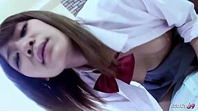 Japanese Teen in Uniform Picked Up for Rough Casting Fuck