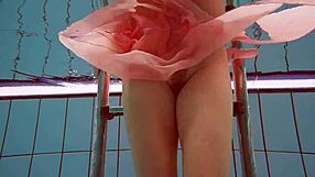 Hot Russian brunette Deniska strips naked underwater as a young 18+ teen