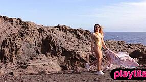 petite spanish milf strips at the beach to expose her nude figure