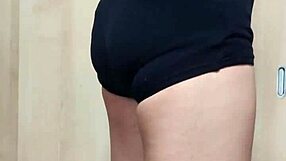 asian girl in shorts and ponytail develops anal with embarrassing underwear