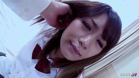 Japanese Teen in Uniform Picked Up for Rough Casting Fuck