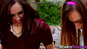 Lez stepdaughter rubbing in outdoor setting with big tits and teen 18+