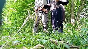 fat milf reveals her hairy cunt to horny lover in park