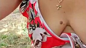 blonde milf masturbates to orgasm with natural tits