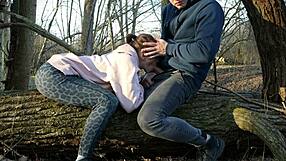 Redhead Public Deepthroats Dick And Rough Fucks In The Wood