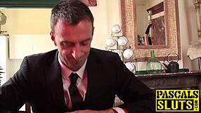 Babe with big boobs lets maledom dominate her in bondage