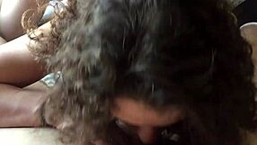 pretty pawg gives a long blowjob until the guy nuts in her mouth.