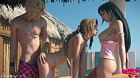 Awesome Hot Threesome Fucking on Final Fantasy Beaches
