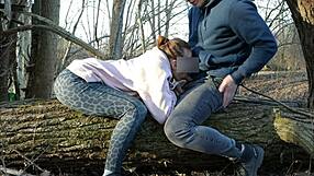 Redhead Public Deepthroats Dick And Rough Fucks In The Wood