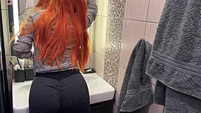 redhead maid gets fucked in doggystyle while wife is out