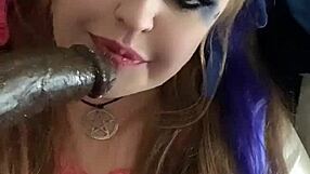 Kandy Kane shows off her big tits in deepthroat blowjob