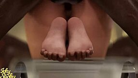 red head on vacation enjoys a threesome with black cock.