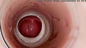 Camera inside my deep pussy captures huge sperm ejaculation in pov facial.