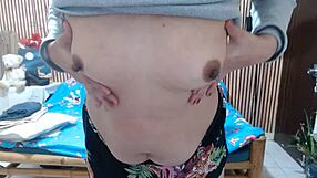 Skype tease with stranger turns into belly and tits webcam show