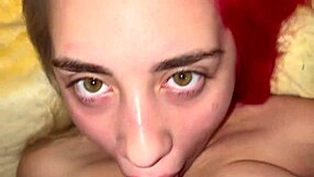 18 year blonde gives blowjob and facefuck pov