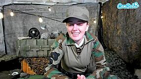 big boob soldier girl fingering wet pussy alone in quarters