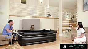 Nuru Massage - Sexy Masseuse Gal Ritchie Gets Facial After Fucking Coworker