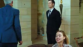 Horny with bodyguard caught college teen in sexy old man encounter!