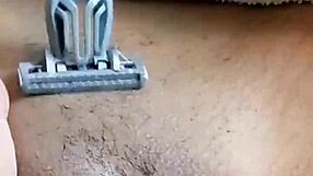 this hairy pussy gets masturbated, penetrated, and shaved smooth, find us at juanlatino4