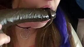 Kandy Kane shows off her big tits in deepthroat blowjob