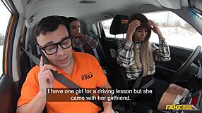 Fake driving school - a threesome featuring two hot czech babes with perfect tits and ass!