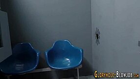 gloryhole babe gets spermed!