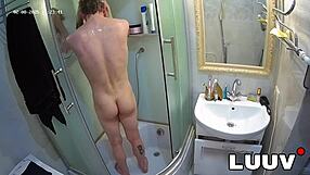 luuv takes a quick shower before getting it on camera with voyeur vibe