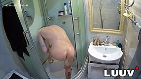luuv takes a quick shower before getting it on camera with voyeur vibe
